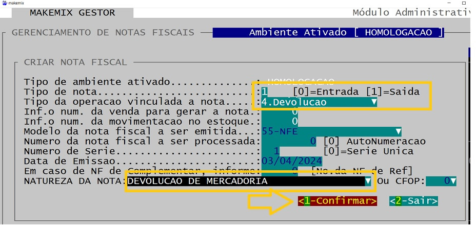 coloque as opções igual a imagem
